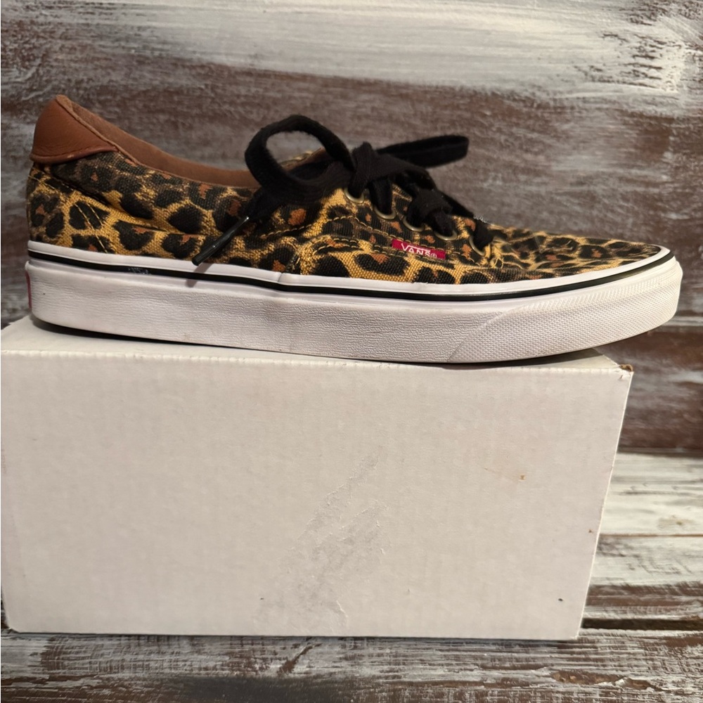Vans Leopard Print Sneakers with Black and Brown Accents - Picture 4 of 6
